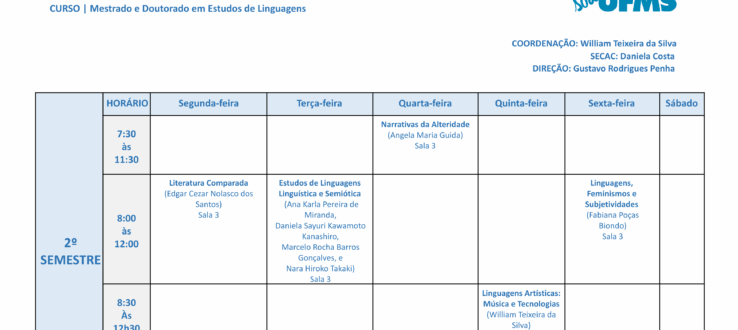 Horário das Aulas – 2025.2